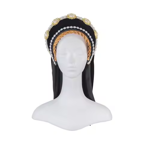 Renaissance Tudor Crown Headband Victorian Queen Elizabeth Tudor French Hood Anne Boleyn Cosplay Eli