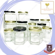 Hexagon Glass Container Jar Mini Bottle Air Tight Botol Kaca 玻璃小罐子 40ml/60ml/100ml/120ml/180ml/300ml