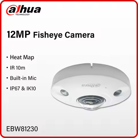 Dahua 12MP Network IR Fisheye Camera 360° Panoramic View Security CCTV IR 10m With Alarm & Audio Por
