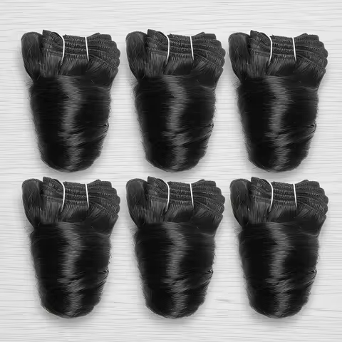 6Pcs/Lot Romance Curl Natural Black Brazilian Romance Weave Human Hair Bundles 8 to 12 Inch Raw Remy
