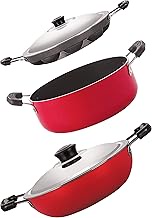 Nirlon Gas Compatible Non Stick Aluminium Cookware Set, 3 Pieces(DKD(B)_AP12_CS24)