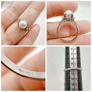 Real Silver Ring Decorated With Pearls Akoya Size 52 Second-Hand Japanese Product