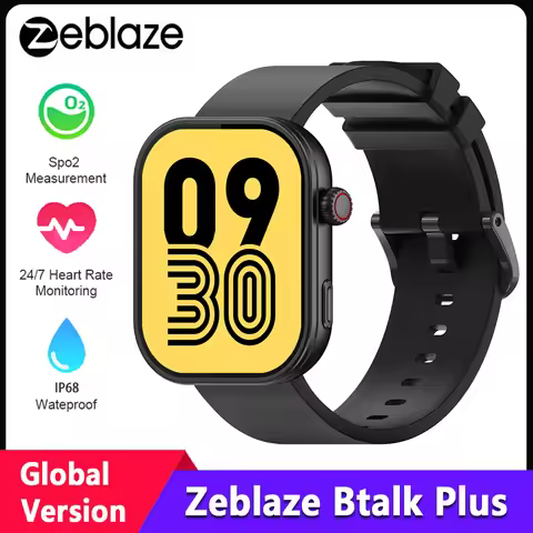 Zeblaze Btalk Plus Smart Watch Men 2.03'' HD Screen 24H Heart Rate SpO2 Monitor Fitness Tracker Blue