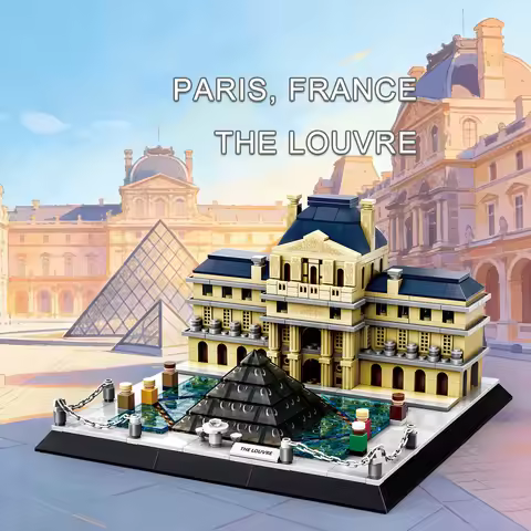Puzzle Toys Small Particle Building Blocks World Famous Landmark Model Birthday Holiday Gift Louvre 