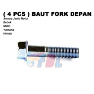 4 PCS Baut/Baud Fork/Segitiga/Stem/Steering Depan Motor Honda/Yamaha Beat/Mio/Supra/Grand/Jupiter/Smash
