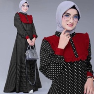 JONKA FASHION - Chamel Fashion Muslim Maxi Dress, Trendy Eid Style Polka Dot Dress