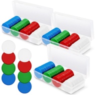 Lewtemi 300 Pcs Casino Poker Chips Set with Storage Box 1.45 Inch Plastic Blank Bingo Game Chips Lea