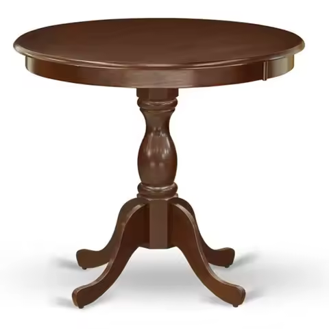 Dining Room Table - a Round Kitchen Table Top with Pedestal Base, 36x36 Inch, Mahogany