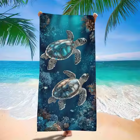 Beach towel sea turtle underwater pattern sunscreen windproof suitable for beach pool camping travel
