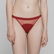 ornoir.co 紅色紗網純色拼接法式丁字褲內褲