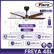 FIERO FREYA 48 Inch 5 Blades 12 Speed Forward + Reverse Remote Control DC Motor Ceiling Fan Kipas Si