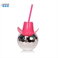 Disco Ball Cups Cowboy Hat Disco Ball Cup with Straws Bachelorette Hen Party Decoration Electroplati