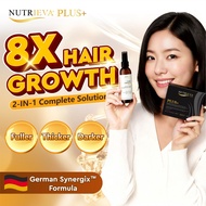 【Official 】Nutrieva Plus+ 2-IN-1 Hair Growth + Black Hair|Anti-Hair Loss|Rambut Lebat Supplement + H
