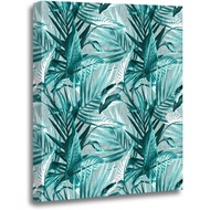 16x20 Inches Canvas Wall Art Painting Colorful Abstract Tropical Leaves Artistic Gray Botanical Colo