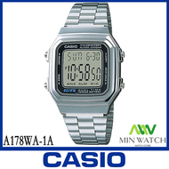 นาฬิกาผู้ชาย Casio รุ่น A-178WA-1A สายสแตนเลส สีเงิน ของแท้100% ประกันศูนย์ CASIO 1 ปี จากร้าน MIN WATCH