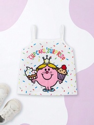 Mr Men Little Miss X SHEIN 少女漫畫與字母圖案的吊帶上衣