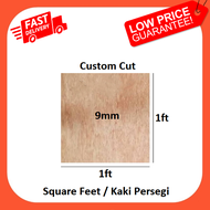 Custom Cut Plywood 9mm Kaki Persegi / Square Feet