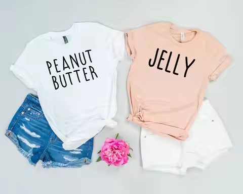 Skuggnas New Arrival Peanut Butter Jelly T-shirt Best Friends Shirt BFF shirts Matching Tumblr bff t
