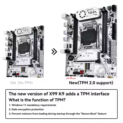 MACHINIST X99 K9 Motherboard + TPM2.0 Interface Kit set LGA 2011-3 cpu C612 Chip Four Channel DDR4 N