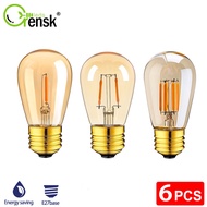 6PCS Vintage Led Filament Bulb E27 0.5W 1W 3W S14 Amber Glass ST45 Dimmable LED bulb Warm Yellow 270
