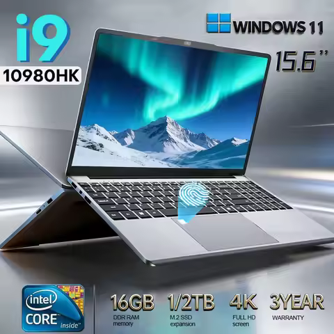 Hot Sale 15.6" Laptop Computer PC intel i9 10980HK/9900U Laptops 16GB RAM 1TB SSD Windows 11 Pro 4K 