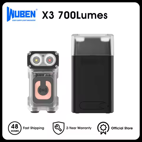 WUBEN X3 Lightok 700 Lumen Wireless Charging Swivel Head EDC Flashlight Red White Light Charging Box