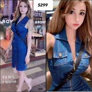 Dres jeans stret 5299(fit L) dres midi casual denim jeans stret import