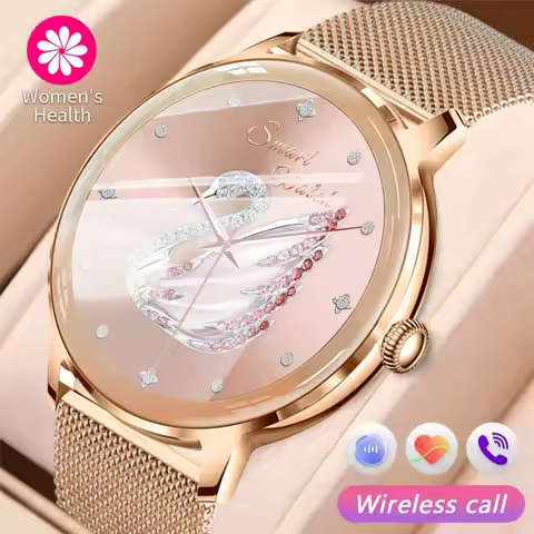 Android Real AMOLED Smart Watch Women 1.32 inch GPS Sport Screen Always On Display Bluetooth Call Sm