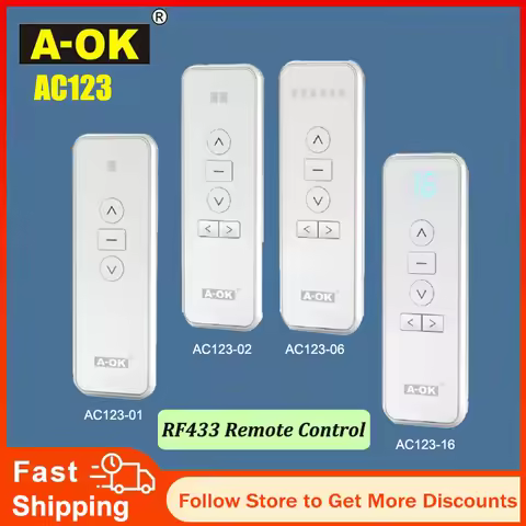 Original A-OK RF433 Remote Controller AC123-01 AC123-02 AC123-06 AC123-16 for A-OK RF433 Curtain Mot