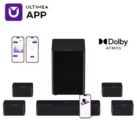 ULTIMEA Poseidon D80 Boom 7.1ch Dolby Atmos Soundbar Surround Sound, Wireless Subwoofer & 4 Surround