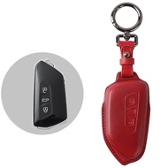 premium-2024 Genuine Leather Key Fob Cover for VW Smart Key Cover Car Key Case Holder Accessories