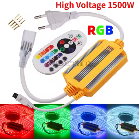 1500W RGB Controller 16 Color Dimmer IR-24Key Wireless Remote AC220V EU Plug IP68 for 4-Pin 11mm Hig