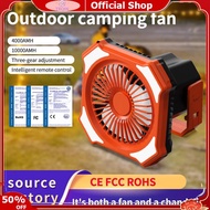 TEQIN toy new Camping Tent Fan Multifunctional 10000mAh Power Bank LED Lantern Portable Camping Fan USB Beach Fan With Hook