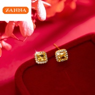 cicin lipan kait cincin 916 emas original  korea style Citrine sugar cube diamond ring for women