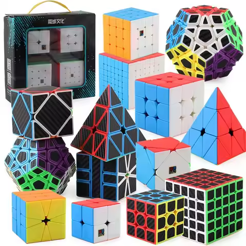 MoYu Cube Gift Box 2x2 3x3 4x4 5x5 Magic Cube SQ-1 Speed Cube Puzzle Game Cube Carbon Fiber Sticker 
