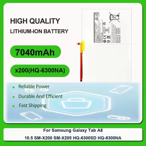 Replacement Tablet Battery For Samsung Galaxy Tab A8 10.5 SM-X200 SM-X205 HQ-6300SD HQ-6300NA x200(H