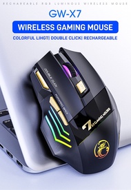 Imice 7-Button Wireless Mouse Double-Click 2.4G Ultra-Silent Rechargeable Colorful Breathing Light G