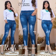 (27-42) Celana Jeans Wanita Pinggang Karet 7/9 RUSH Jeans KHEISYA Jeans / Celana jeans wanita sobek 