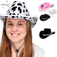 OKHALLO Cowgirl Hat Costume Party Fashion Women Cowboy Accessory Performance Sequin Cowgirl Hats
