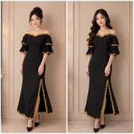 OFFSHOUDER DRESS BORNEO KIX DESIGN PATERN MIX SABAH AND SARAWAK TRADISIONAL DRESS READY STOCK