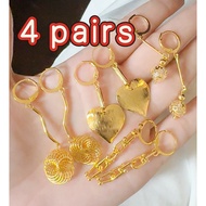 14k 4 pairs Bangkok gold earrings