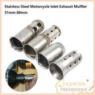 FREEWOODIE Motorcycle Inlet Exhaust Muffler, 8 Styles 51mm 60mm Adjustable DB Killer, Stainless Stee