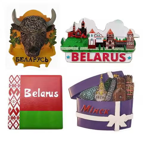 Belarus Flag Bull Head Hand-painted 3D Fridge Magnets Tourism Souvenirs Refrigerator Magnetic Sticke