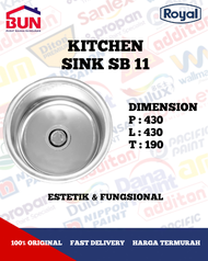 Kitchen Sink Royal SB 11 Wastafel Bulat Dapur Bak Cuci Piring 1 Bowl tanpa sayap SB11