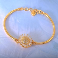 ZHULIAN GELANG TANGAN Matahari Saduran Emas 24K Permata Putih