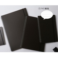 Ruled Line Wire O notebook, Spiral Book, A5/B5/A4 Waterproof, Black PP Spiral Bound Coil Ruled Line 
