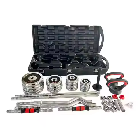 Adjustable Dumbbell High Quality 55kg Chrome Cast Iron Adjustable Dumbbell Set with Boxes Wholesale 