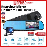 DERISO Mirror Dash Cam FHD 1080P Car Camera Cam Car Recorder Dual Lens Dash Cam Front And Rear