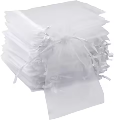 100pcs Organza Bags-Mix Color 3.54''x 2.75''(9x7cm) Satin Drawstring Organza Pouch Wedding Party Fav