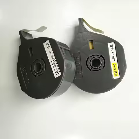 6mm 9mm 12mm BIOVIN Original Cassette Label Tape LS-06W/Y LS-09W/Y LS-12W/Y White Yellow Sticker For